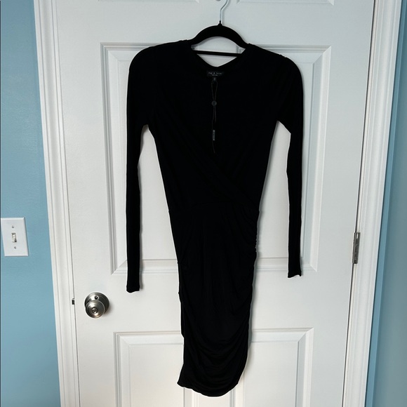 NWT Rag & Bone Holly Drape Mini Dress Black | Rag & Bone Black Dress | LBD - Picture 2 of 15